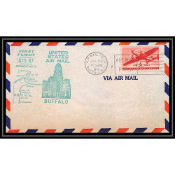 0970 lettre USA Aviation premier vol Airmail cover first flight aeroplane 1949 Buffalo (New York) AM 97
