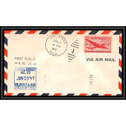 0971 lettre USA Aviation premier vol Airmail cover first flight aeroplane 1947 Orlando AM 75