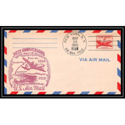 0972b lettre USA Aviation premier vol Airmail cover first flight aeroplane 15/5/1948 30th anniversary New York