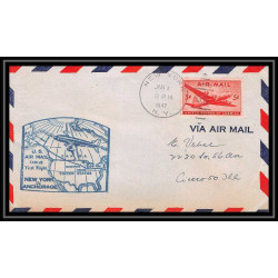 0976 lettre USA Aviation premier vol Airmail cover first flight aeroplane 1947 FAM 28 New York / Anchorage