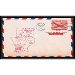 0985 lettre USA Aviation premier vol Airmail cover first flight aeroplane 1947 Temple, Texas am 64