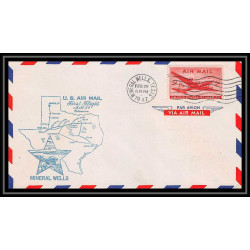 0985c lettre USA Aviation premier vol Airmail cover first flight aeroplane 1947 Mineral Wells Texas am 64