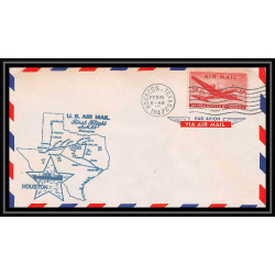 0985f lettre USA Aviation premier vol Airmail cover first flight aeroplane 1947 Houston Texas am 64