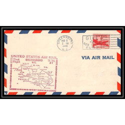 0986 lettre USA Aviation premier vol Airmail cover first flight aeroplane 1948 Greensboro Carolina am 87