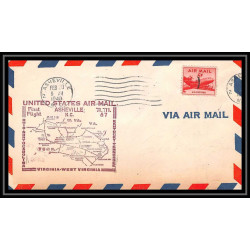 0986h lettre USA Aviation premier vol Airmail cover first flight aeroplane 1948 Asheville Carolina am 87