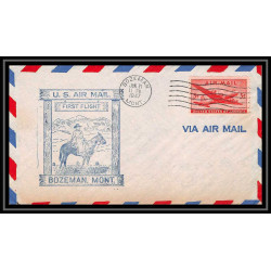 0995 lettre USA Aviation premier vol Airmail cover first flight aeroplane 1947 Bozeman, Montana