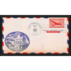 0998a lettre USA Aviation premier vol Airmail cover first flight aeroplane 1947 FAM 30 Honolulu San Francisco