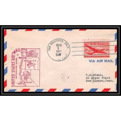 1053 lettre USA Aviation premier vol Airmail cover first flight aeroplane 1947 Route AM 63 San Francisco