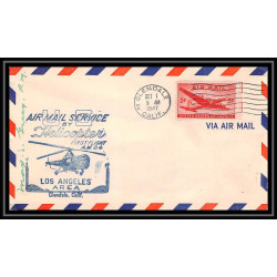 1057 Hélicoptère helicopter Aviation premier vol Airmail cover first flight aeroplane 1947 AM 84 Glendale