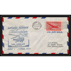 1058 lettre USA Hélicoptère helicopter Aviation premier vol (Airmail cover first flight) 1947 AM 84 Lynwood