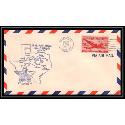 1074 lettre USA Aviation premier vol Airmail cover first flight aeroplane 1947 AM 64 EXTENSION Bryan, Texas
