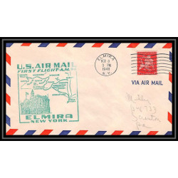 1080 lettre USA Aviation premier vol Airmail cover first flight aeroplane 1948 AM 94 Elmira (New York)