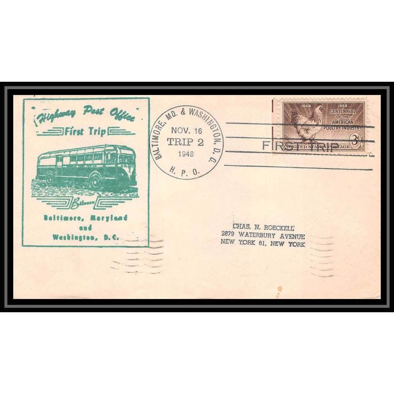 1085 lettre USA Aviation premier vol Airmail cover first flight aeroplane 1948 Baltimore TRIP 2 