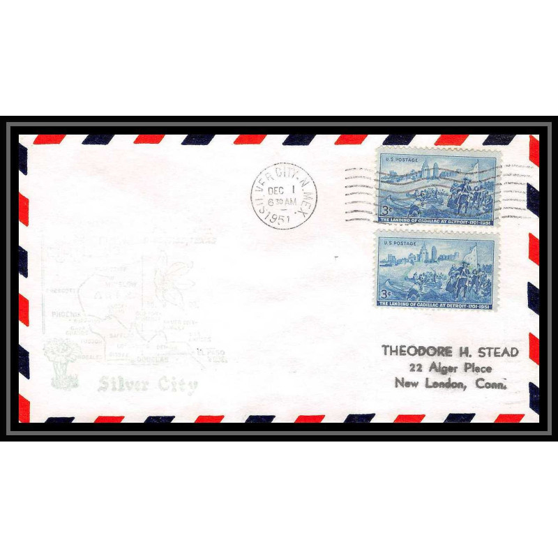 1156 lettre USA Aviation premier vol Airmail cover first flight aeroplane 1951 am 93 Silver City, New Mexico