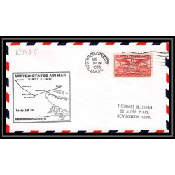 1167 lettre USA Aviation premier vol Airmail cover first flight aeroplane 1954 AM 94 Springfield (Massachusetts)