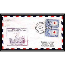 1178 lettre USA Aviation premier vol Airmail cover first flight aeroplane 1953 AM 82 Dallas