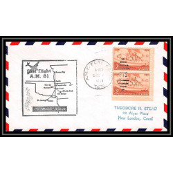 1186 lettre USA Aviation premier vol Airmail cover first flight aeroplane 1954 AM 81 Fort Worth, Texas