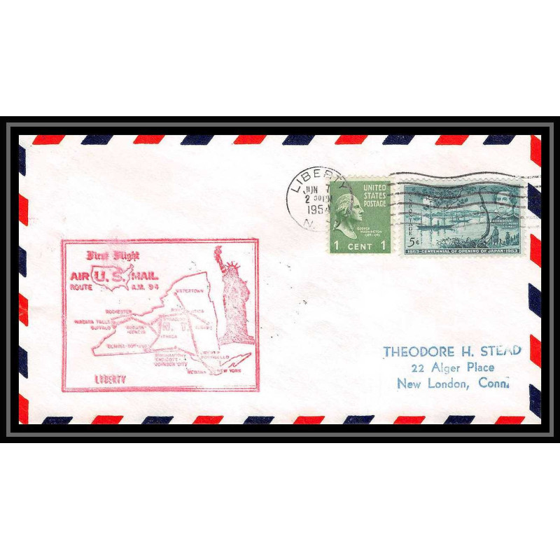1191 lettre USA Aviation premier vol Airmail cover first flight aeroplane 1954 AM 94 Liberty