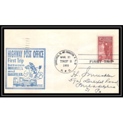 1196 lettre USA Aviation premier vol Airmail cover first flight aeroplane 1955 Charleston / Connellsville trip 1