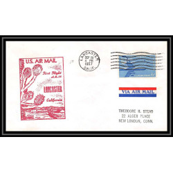 1199 lettre USA Aviation premier vol Airmail cover first flight aeroplane 1957 AM 76 Lancaster, California
