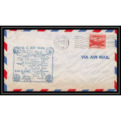 1267 lettre USA Aviation premier vol Airmail cover first flight 1948 aeroplane AM 86 Eau Claire (Wisconsin)