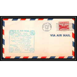 1270 lettre USA Aviation premier vol Airmail cover first flight 1948 aeroplane AM 86 Stevens Point, Wisconsin
