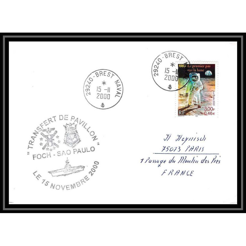 France 518 (bateau ship) foch sao paulo 15/11/2000 espace space Lettre Navale cover bateau ship