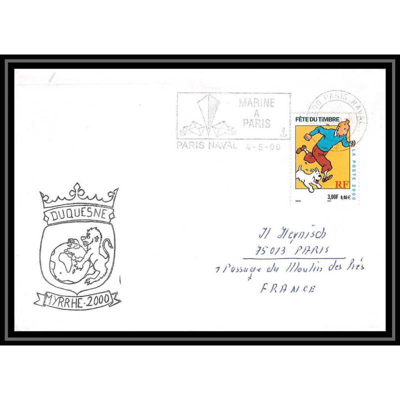 France 535 (bateau ship) duquesne myrrhe 2000 4/5/2000 Lettre Navale cover bateau ship