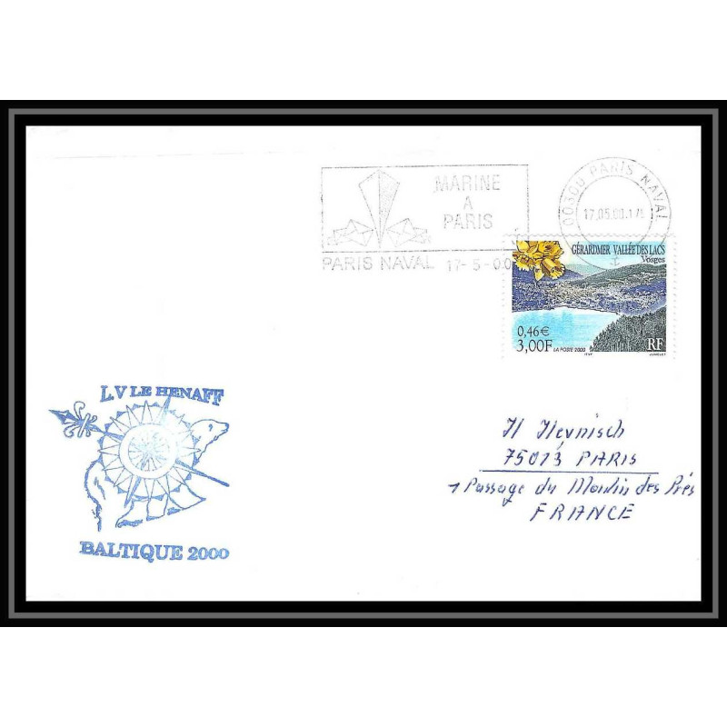 France 538 (bateau ship) V HENAFF BALTIQUE 2000 - 15/05/2000 paris Lettre Navale cover bateau ship