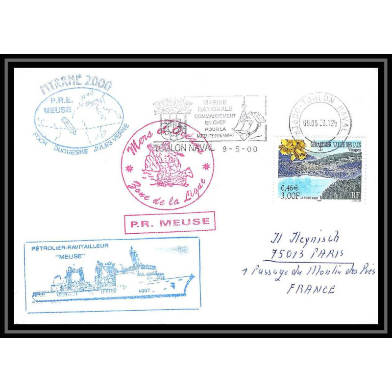France 539 (bateau ship) myrrhe 2000 ravitailleur meuse 09/05/2000 Lettre Navale cover bateau ship