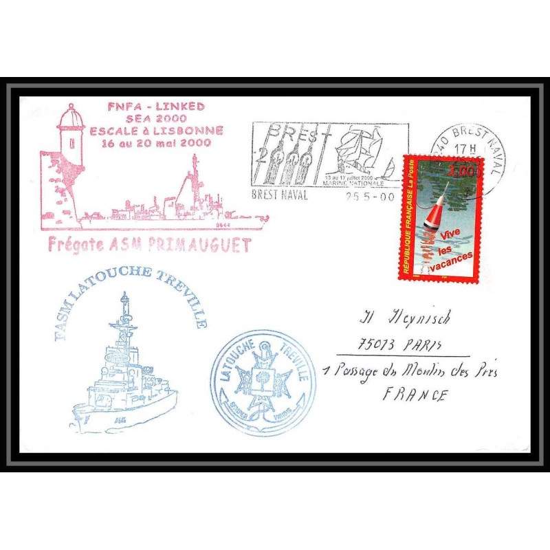 France 557 (bateau ship) primauguet frégatelibonne 25/5/2000 Lettre Navale cover bateau ship