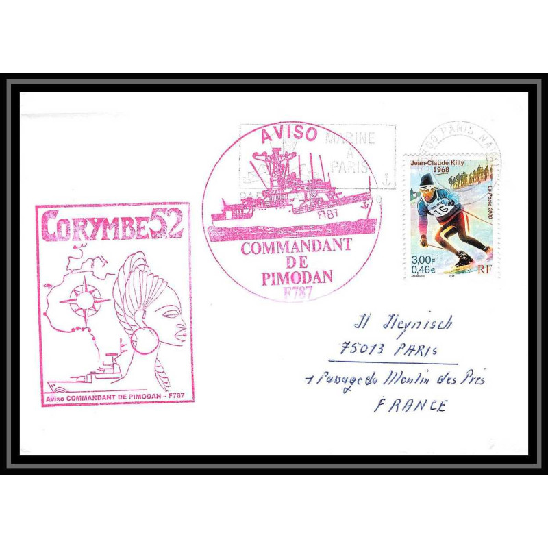France 558 (bateau ship) aviso commandant de pimodan f 787 Lettre Navale cover bateau ship