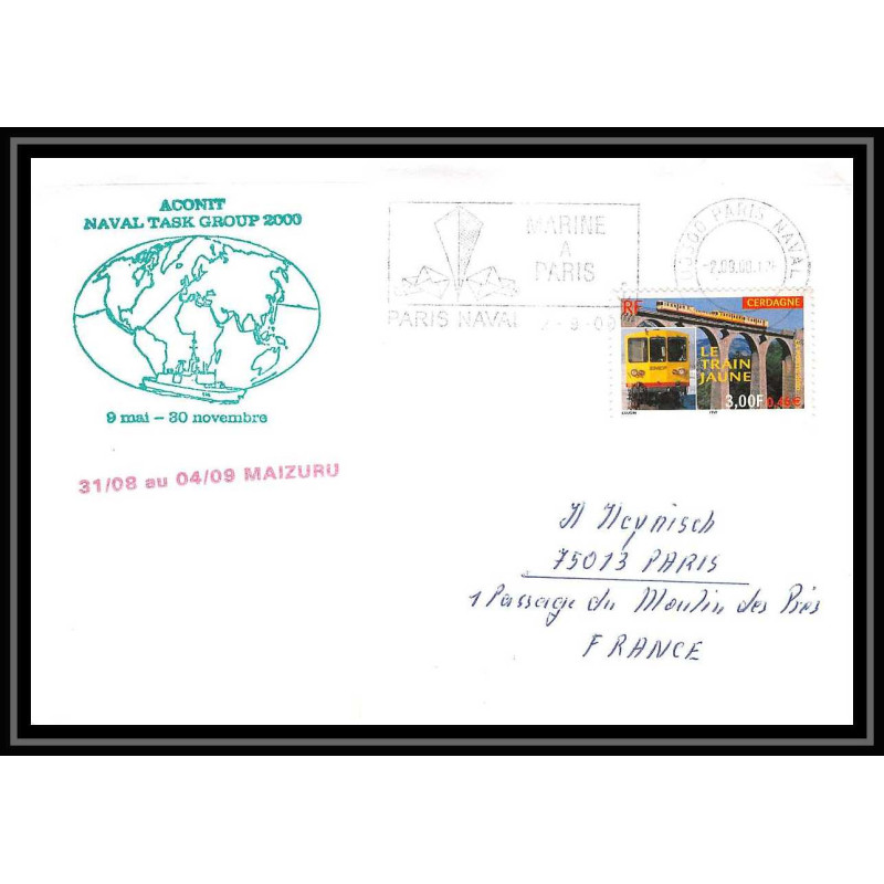 France 581 (bateau ship) aconit naval task group maizuru 2/9/2000 Lettre Navale cover bateau ship