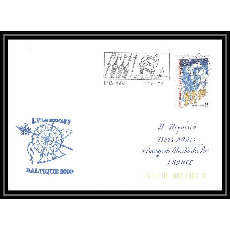 France 584 (bateau ship) lv le henaff baltique 27/6/2000 Lettre Navale cover bateau ship