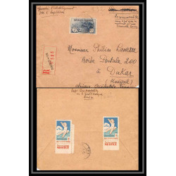 1662 seul sur Lettre (cover) N°232 Orphelins de guerre + vignette tuberculeux Pour aof dakar senegal 1932 