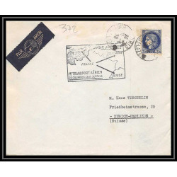 1960 N°372 aviation TRANSPORT Aérien DE Courrier SANS SURTAXE France Suisse (Swiss) Allemagne germany 1938 zurich