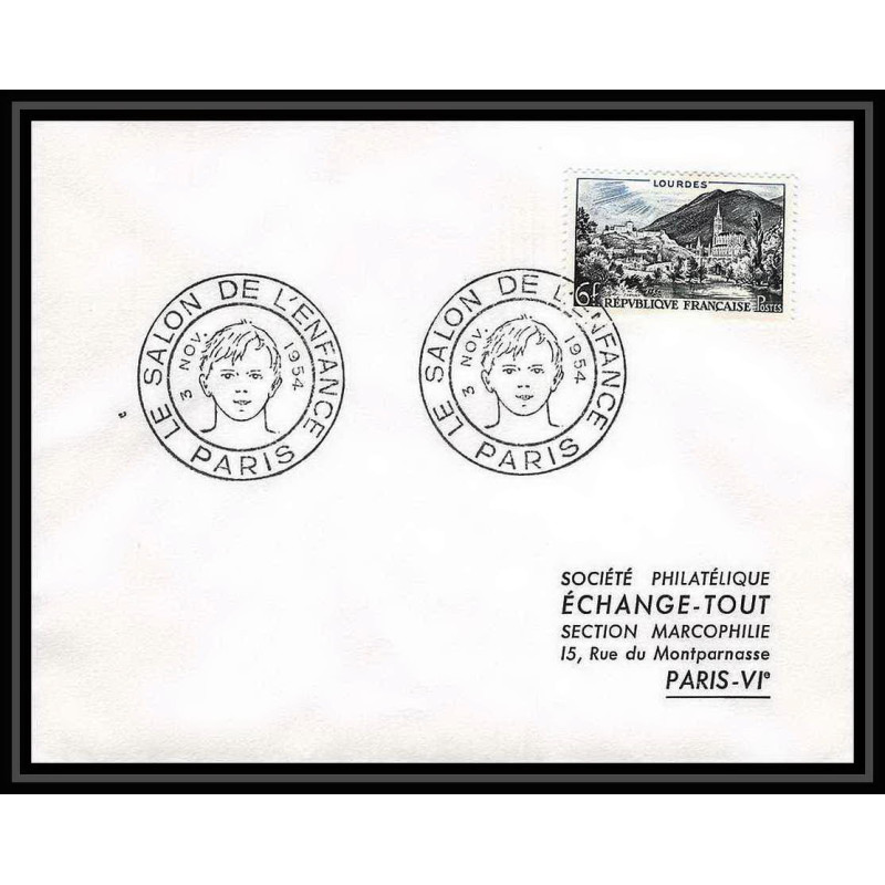 3707 France Lettre (cover) N°976 lourdes salon de l'enfance paris 3/11/1954 child