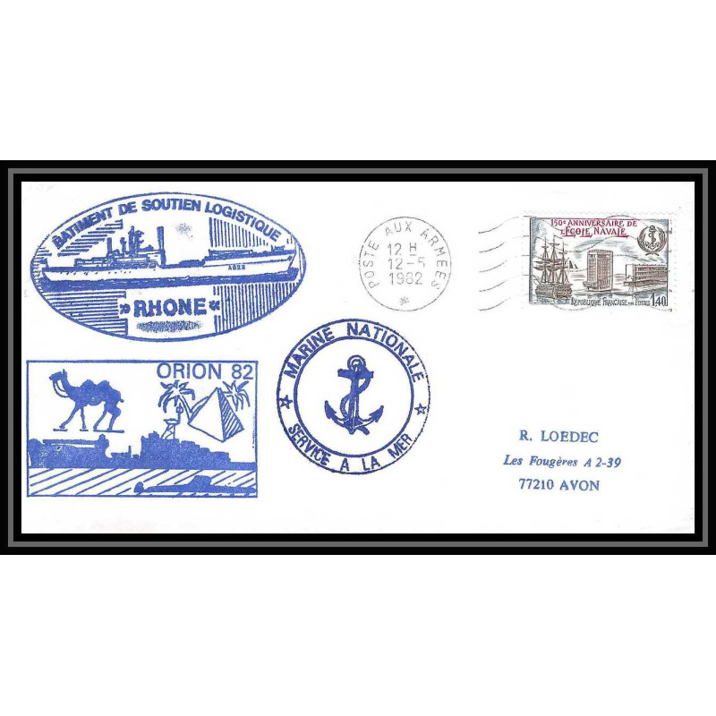 7492 orion 82 batiment de soutien logistique 1982poste navale militaire France Lettre (cover) 