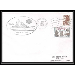 7520 fregate tourville 1982 poste navale militaire France Lettre (cover) 