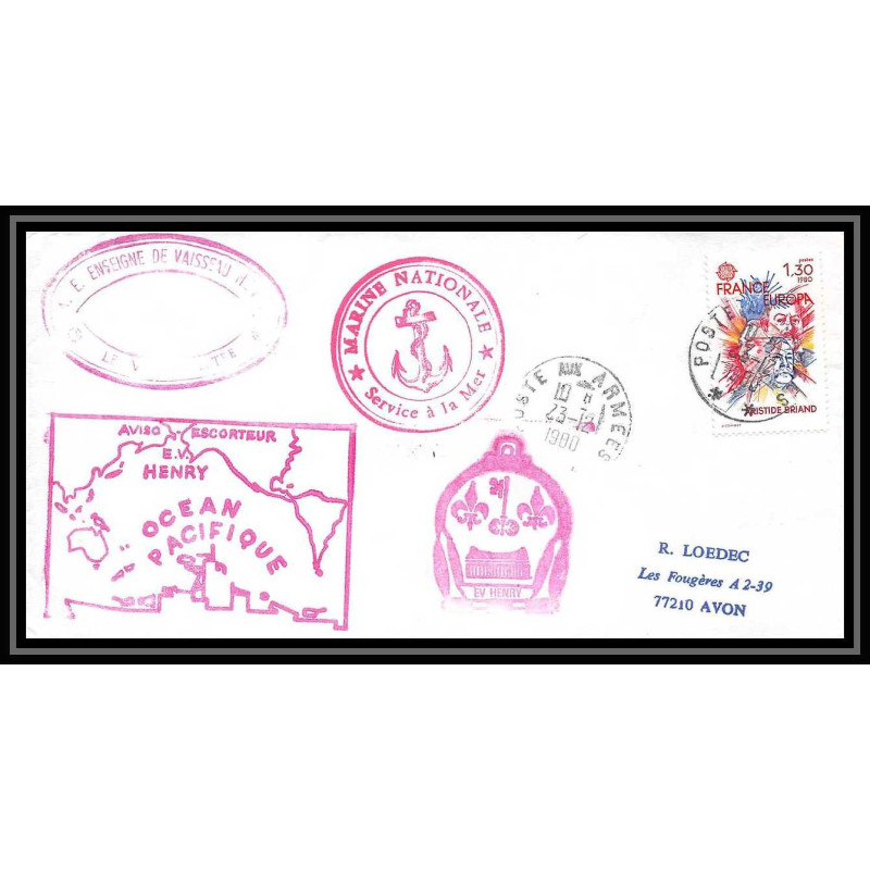 7521 aviso escorteur henry 1980 poste navale militaire France Lettre (cover) 