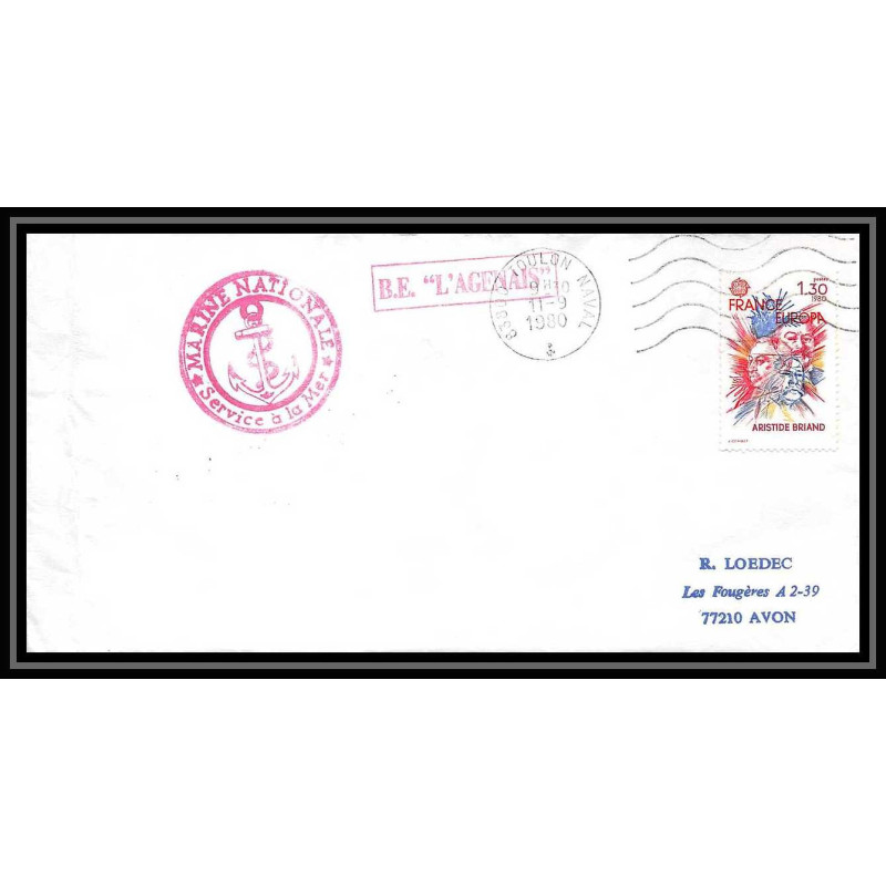 7548 Escorteur rapide L'Agenais 1980 poste navale militaire France Lettre (cover) 