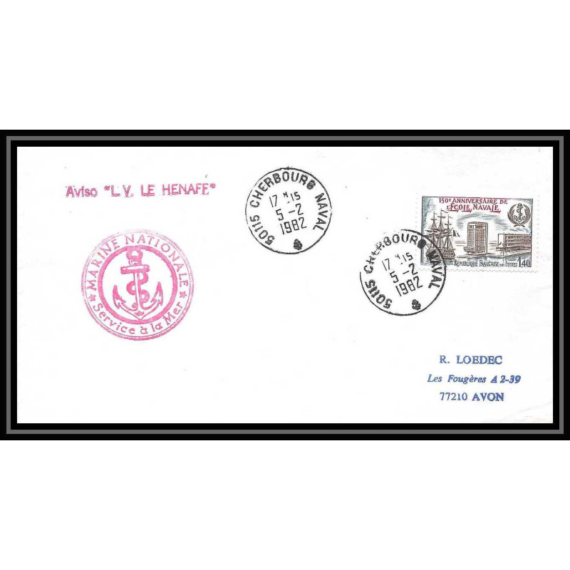 7553 aviiso Lieutenant de vaisseau Le Henaff 1982 poste navale militaire France Lettre (cover) 