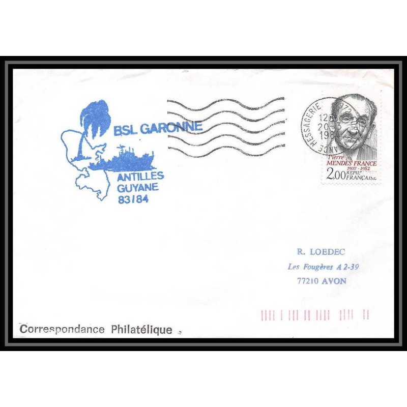 7603 Bsl Garonne A617 1984 poste navale militaire France Lettre (cover) 