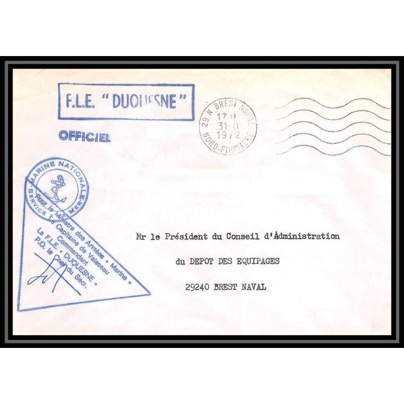 7604 fregate lance missile le Duquesne 1972 Signe (signed autograph) poste navale militaire France Lettre (cover) 