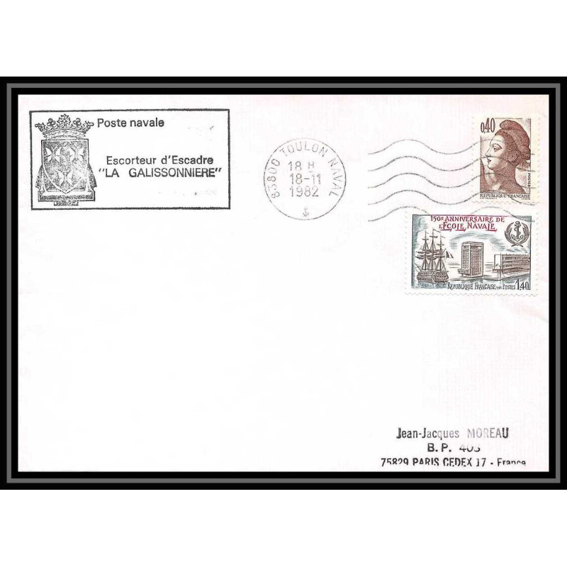 7611 La Galissonniere (D638) escorteur d'escadre 1982 poste navale militaire France Lettre (cover) 
