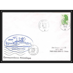7613 aviso detroyat 1983 poste navale militaire France Lettre (cover) poste navale militaire France Lettre (cover) 