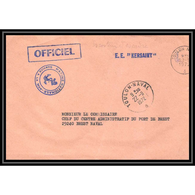 7644 Escorteur d'escadre Kersaint 1972 poste navale militaire France Lettre (cover)