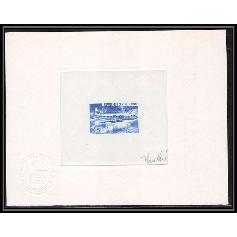 0741 Epreuve d'artiste artist proof centrafricaine y&t 96 Douglas dc-4 avion plane planes avions Signé signed autogrph