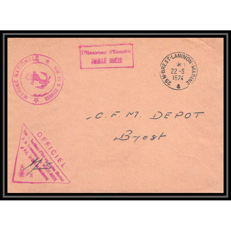 7673 escorteur d'escadre maille-breze 1974 poste navale militaire signe (Signed autograph) France Lettre (cover)