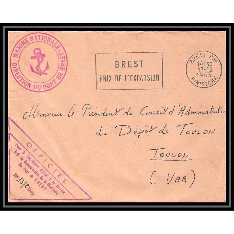 7682 port de brest flamme prix de l'expansion 1963 poste navale militaire France Lettre (cover)